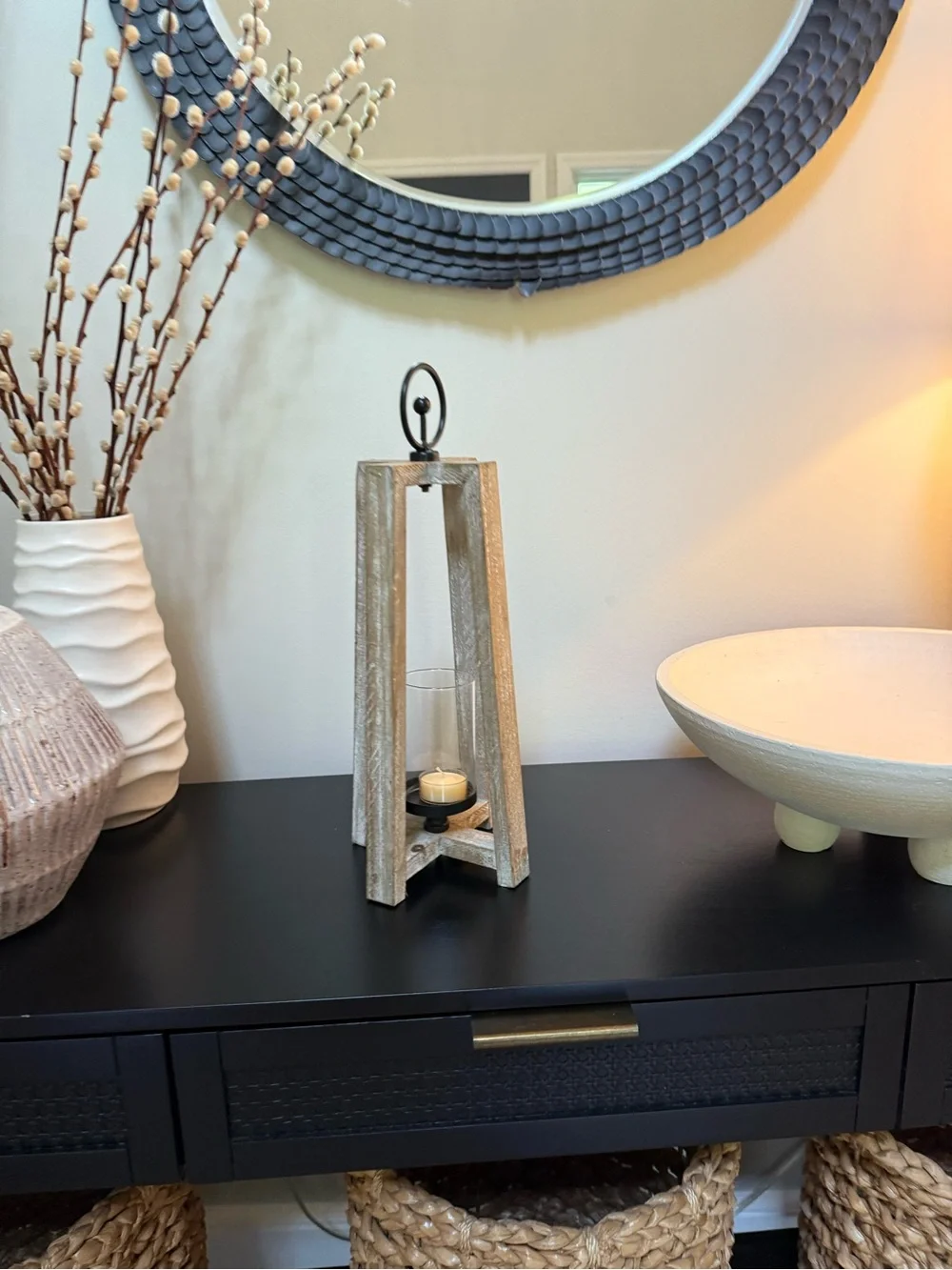 Rustic Wood Lantern Candle Holder